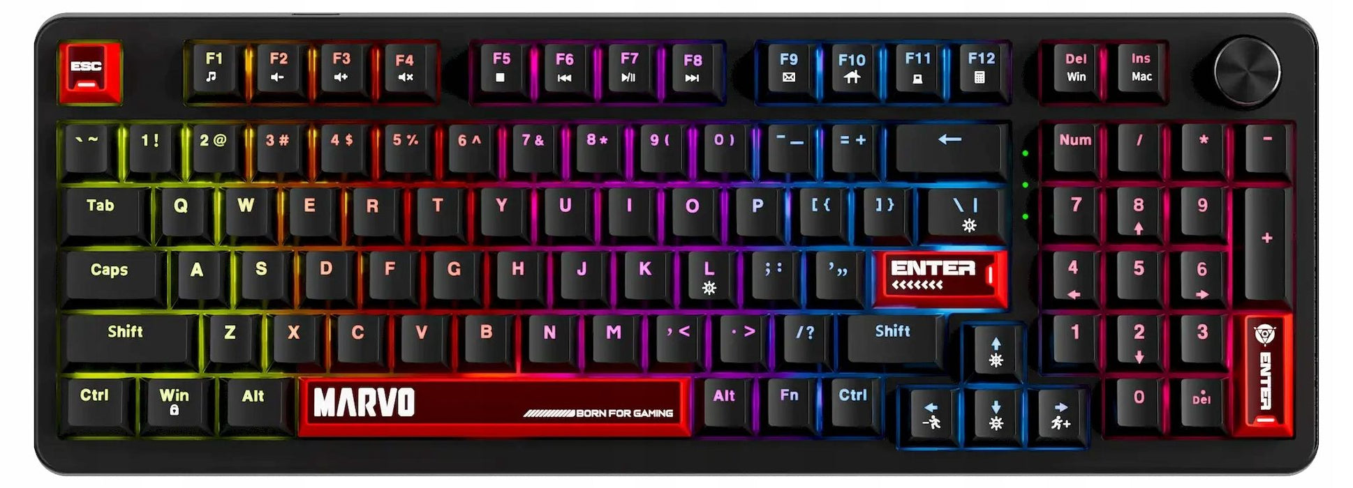 Механична клавиатура Marvo - Arma 98 KG937, TNT Peach Linear, 98%, RGB, черна