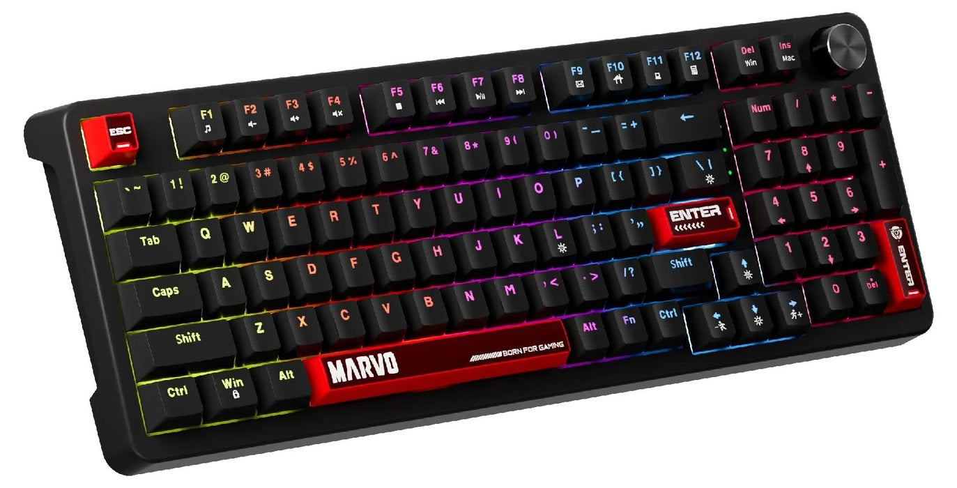 Механична клавиатура Marvo - Arma 98 KG937, TNT Peach Linear, 98%, RGB, черна