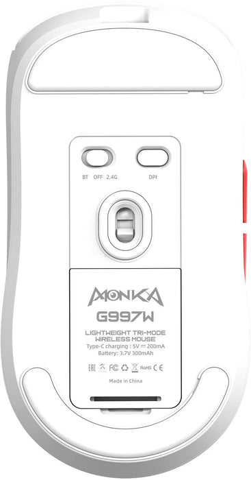 Гейминг мишка Marvo - Monka Prime G997W, оптична, безжична, бяла
