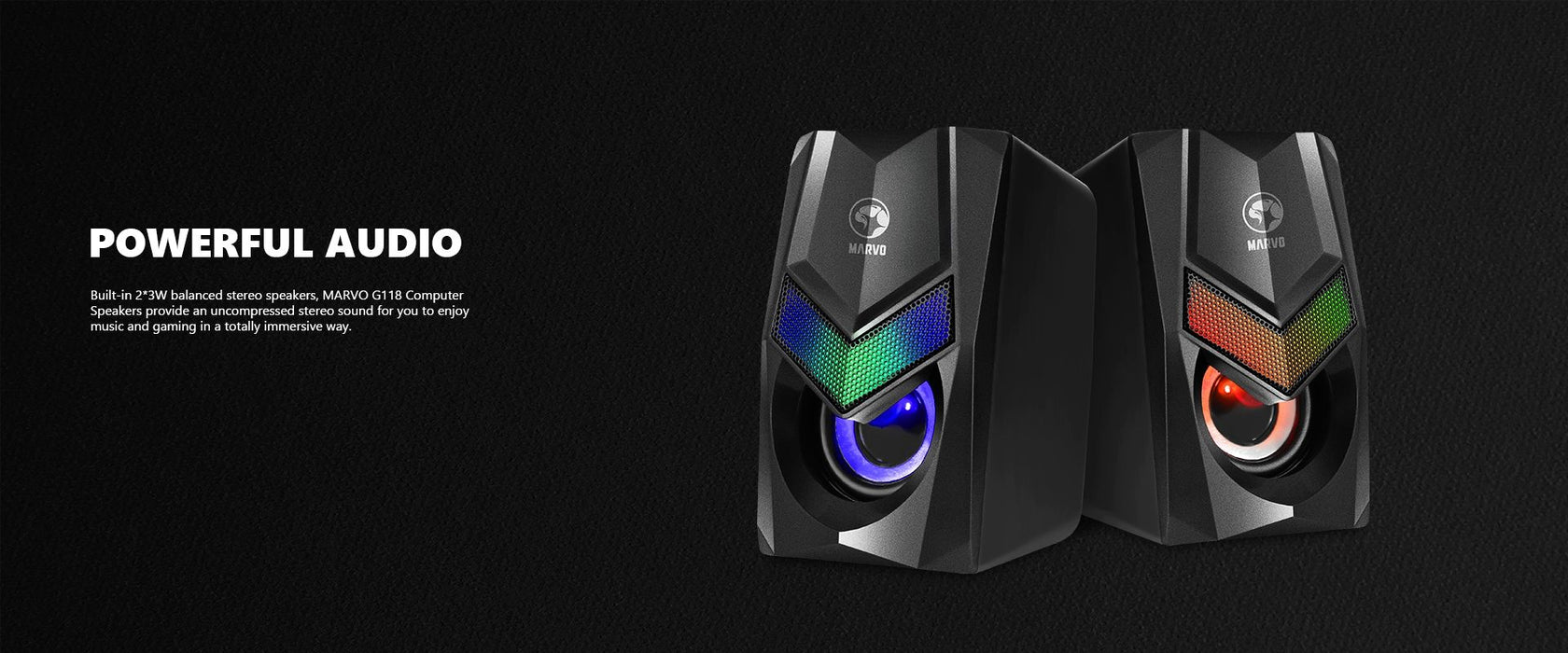 Тонколони Marvo – SG-118, 2.0, 6W, RGB, черни