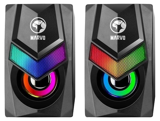 Тонколони Marvo – SG-118, 2.0, 6W, RGB, черни
