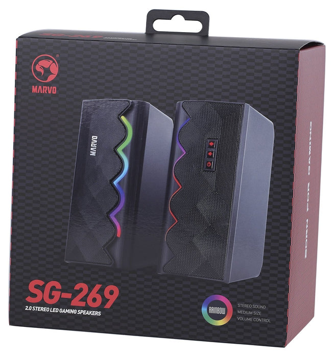 Тонколони Marvo - SG-269, 2.0, 6W, Bluetooth, RGB, черни
