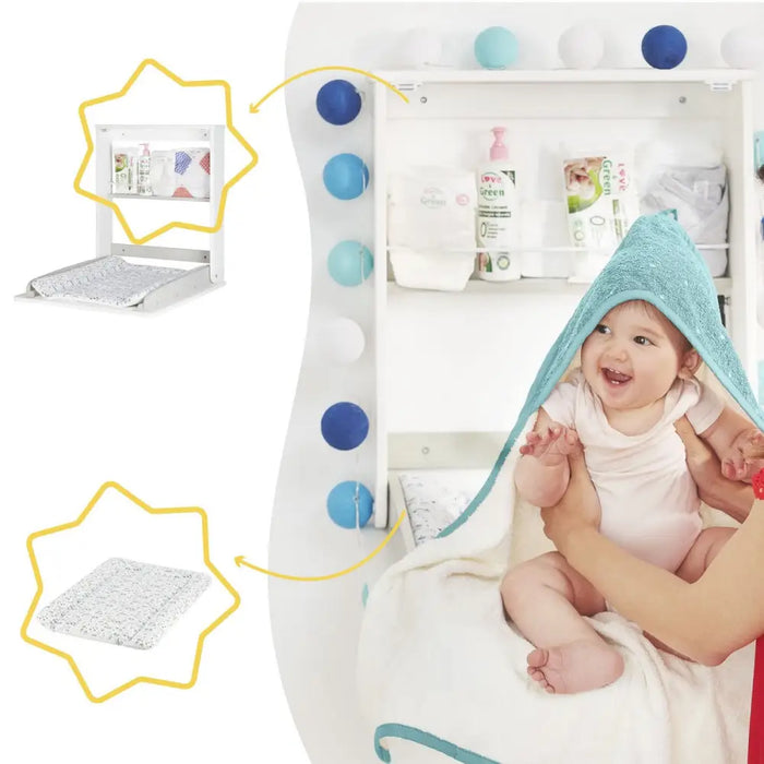 Маса за повиване Badabulle Plouf Компактен Стенен Сгъваем