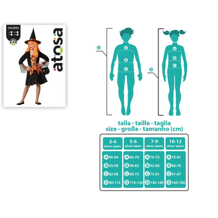 Маскировъчен костюм за деца Оранжев Вещица Halloween