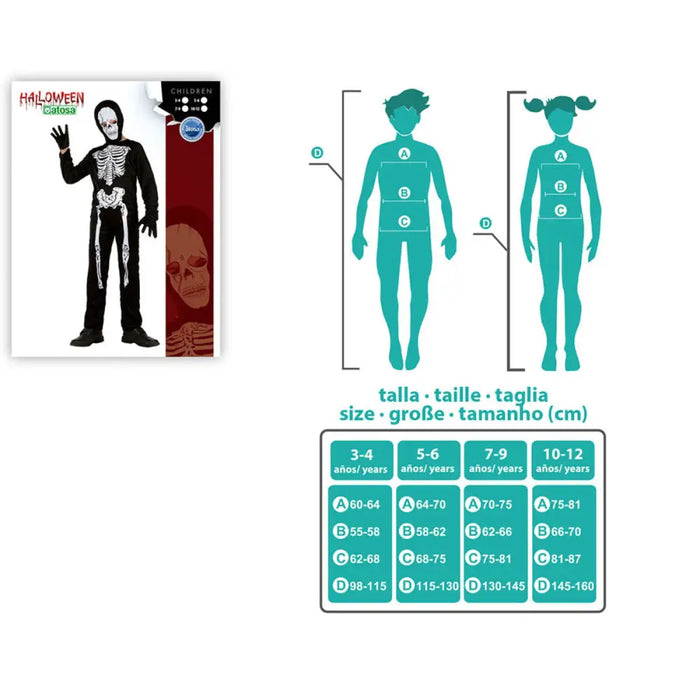 Маскировъчен костюм за деца Черен Скелет 7-9 години (3