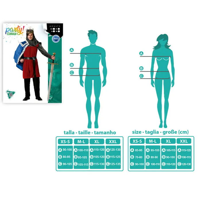 Маскировъчен костюм за възрастни Средновековен крал XXL