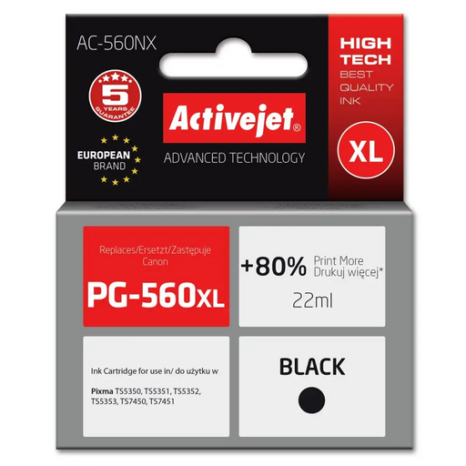 Мастило Activejet AC-560NX (заместител за Canon PG-560XL;