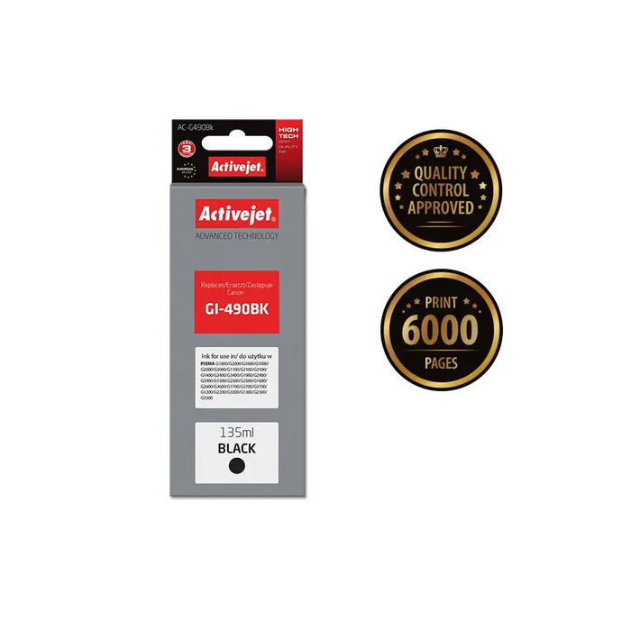 Мастило Activejet AC-G490Bk (заместител за Canon GI-490BK;