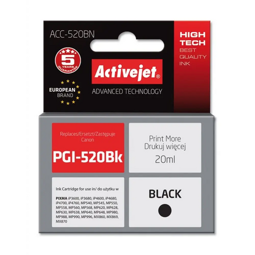 Мастило Activejet ACC-520BN (заместител за Canon PGI-520BK;