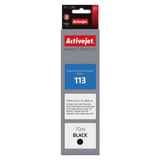 Мастило Activejet AE-113Bk (заместител за Epson 113