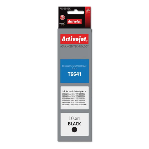 Мастило Activejet AE-664Bk (заместител за Epson T6641;