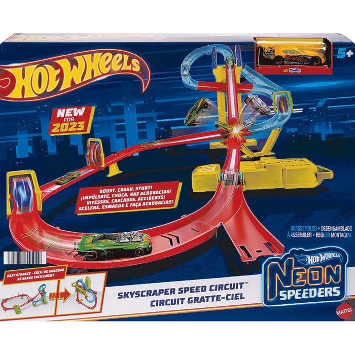 MATTEL WEELS КОМПЛЕКТ С НЕОНОВ СЪСТЕЗАТЕЛ