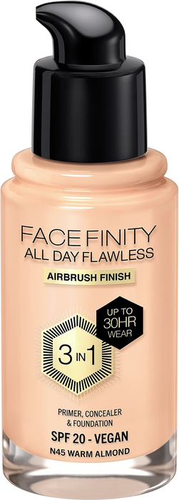 Фон дьо тен FaceFinity All Day Flawless - Nr. 45 Warm Almond, 30 ml