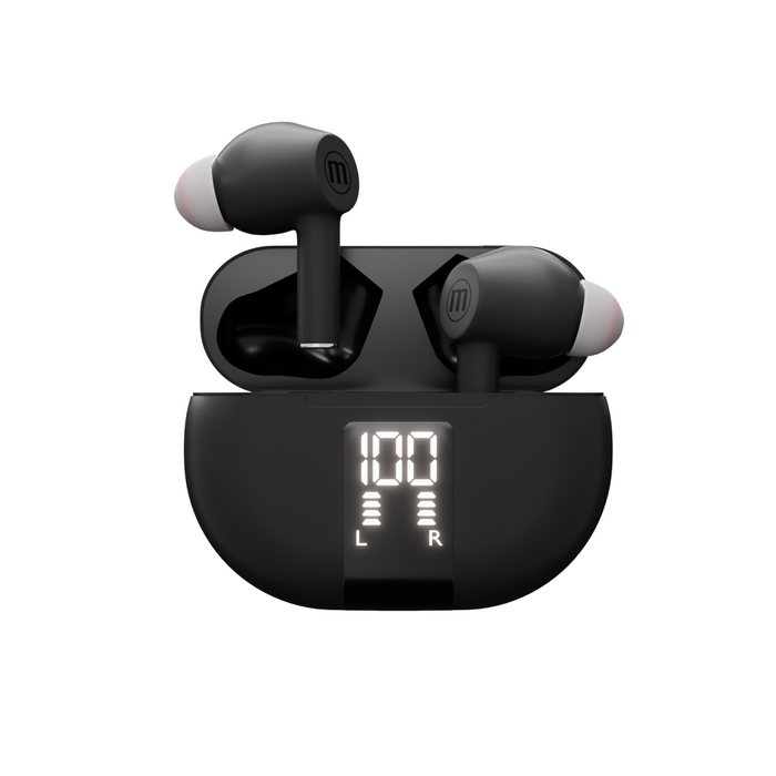 Блутут безжични  слушалки тапи MAXPODS active noise cancelling black  MAXELL Truewireless