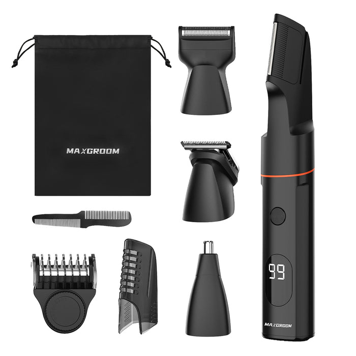 MAXGROOM LK-881 многофункционален тример със сменяеми накрайници - черен