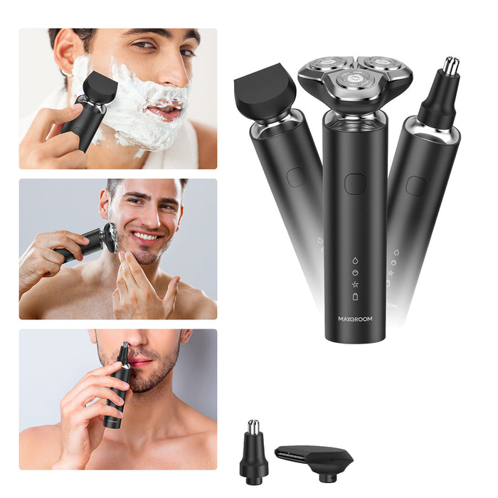 MAXGROOM M-8012 3-в-1 електрическа самобръсначка - черна