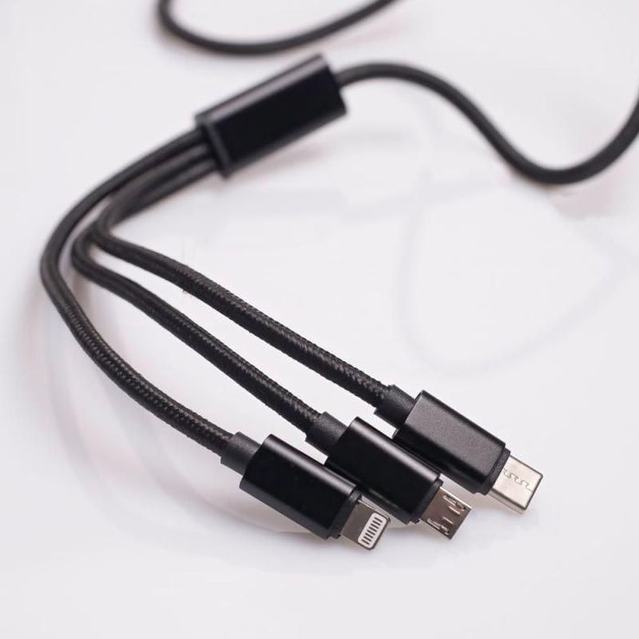 Кабел Maxlife - 13050, USB-A/USB-C, Lightning, Micro USB, 1 m, черен