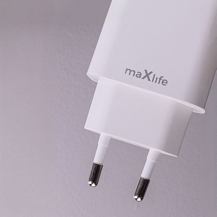 Зарядно за стена Maxlife – MXTC-06-20AC, 20W, USB-C/Lightning, бяло