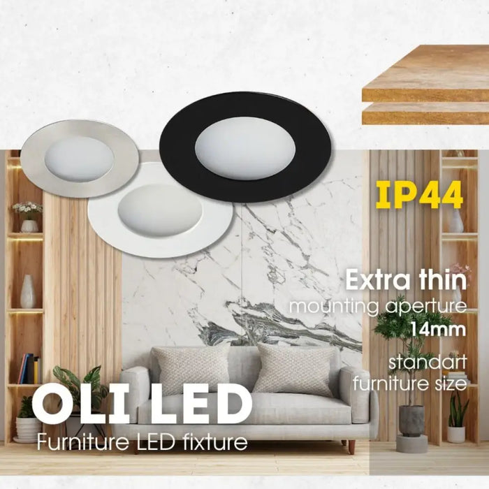 МЕБЕЛНА LED ЛУНА OLI 2W 150LM IP44 ЧЕРНА