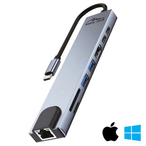 MEDIA-TECH USB ХЪБ 8 В 1 ГИГА LAN ХЪБ MT5046