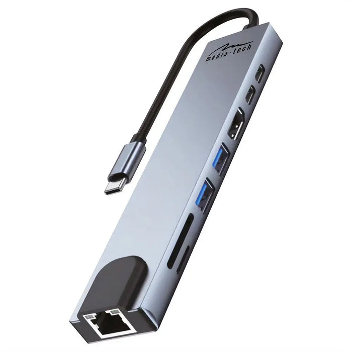 MEDIA-TECH USB ХЪБ 8 В 1 ГИГА LAN ХЪБ MT5046
