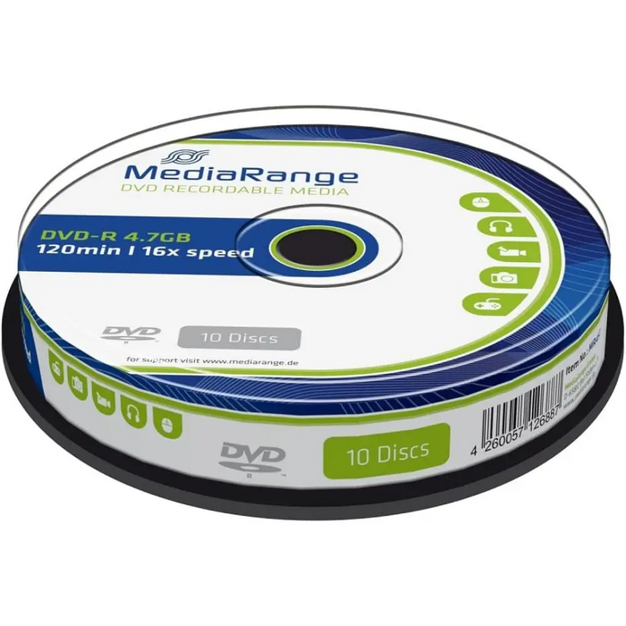 MediaRange DVD-R 4,7 GB|120 минути 16x скорост 10 броя