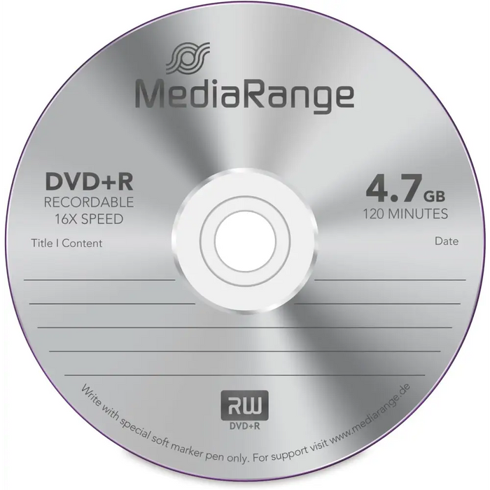 MediaRange DVD + R 4,7 GB I 120 минути 16x 25 бр. в целофан