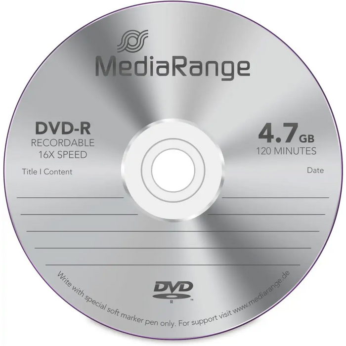 MediaRange DVD-R 4,7 GB I 120 минути 16x скорост 50 бр.