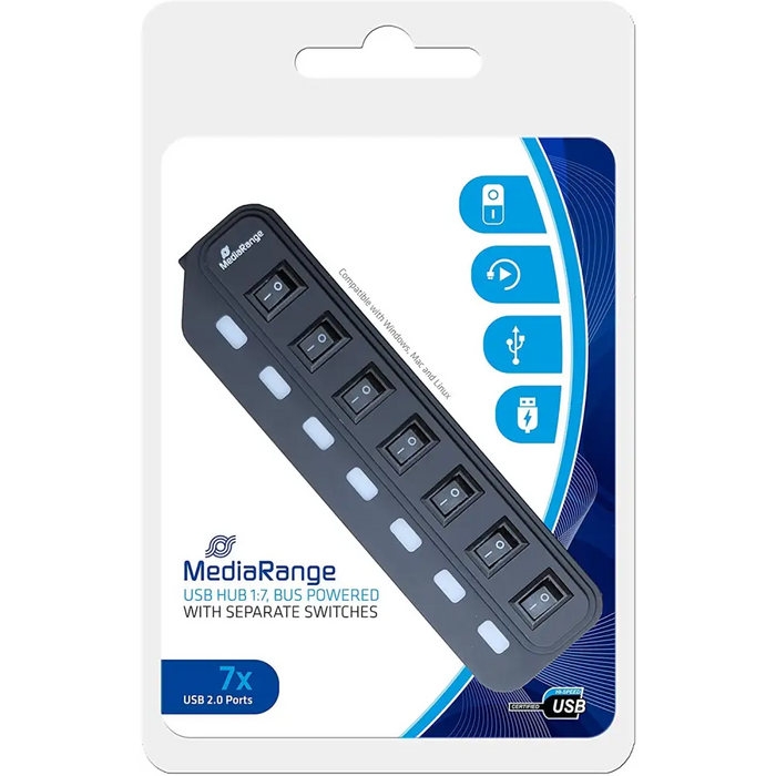 MEDIARANGE USB 2.0 HUB 7x