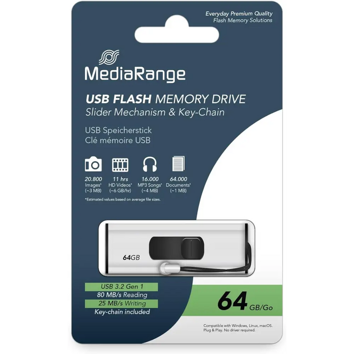 MediaRange USB Flash Drive 64GB USB 3.2