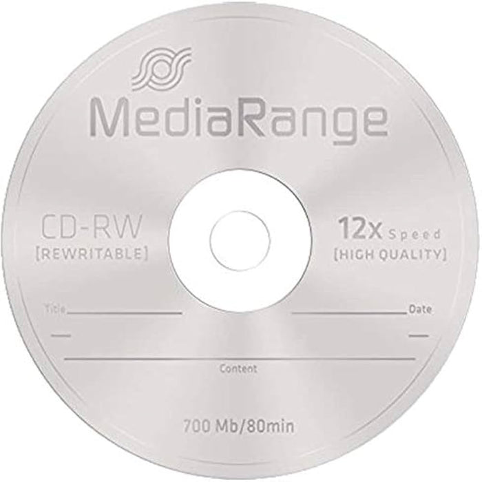 MediaRange CD-RW 700MB|80мин 12x скорост, презаписваем, 10 бр в шпиндел