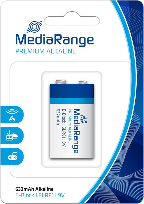 MediaRange Премиум алкална батерия, E-Block|6LR61|9V