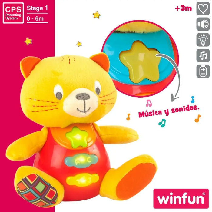Мека играчка със звук Winfun Котка 16 x 17,5 x 10,5 cm (6