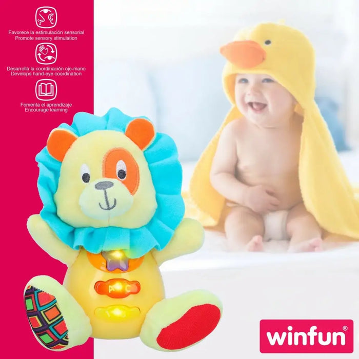 Мека играчка със звук Winfun Лъв 15 x 15 x 9 cm (6 броя)