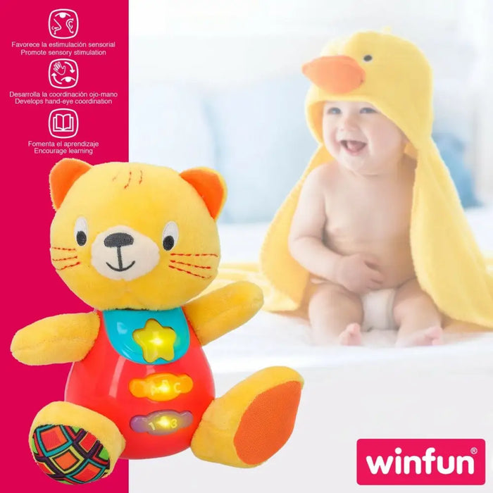 Мека играчка със звук Winfun Котка 16 x 17,5 x 10,5 cm (6
