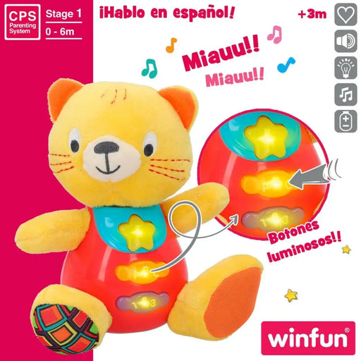 Мека играчка със звук Winfun Котка 16 x 17,5 x 10,5 cm (6