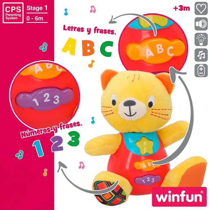 Мека играчка със звук Winfun Котка 16 x 17,5 x 10,5 cm (6