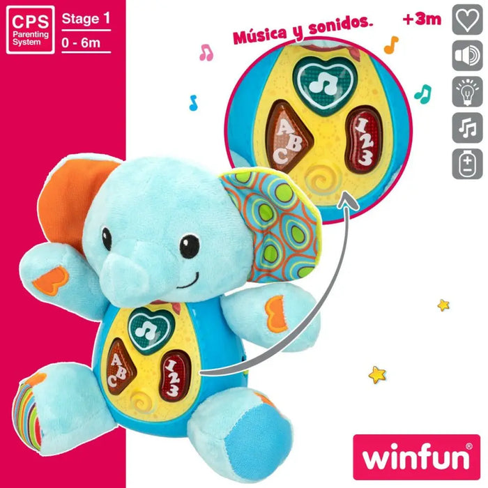 Мека играчка със звук Winfun Слон 17 x 17,5 x 10 cm (6 броя)