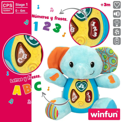 Мека играчка със звук Winfun Слон 17 x 17,5 x 10 cm (6 броя)