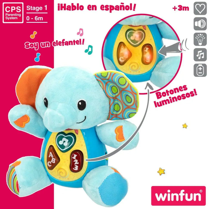 Мека играчка със звук Winfun Слон 17 x 17,5 x 10 cm (6 броя)