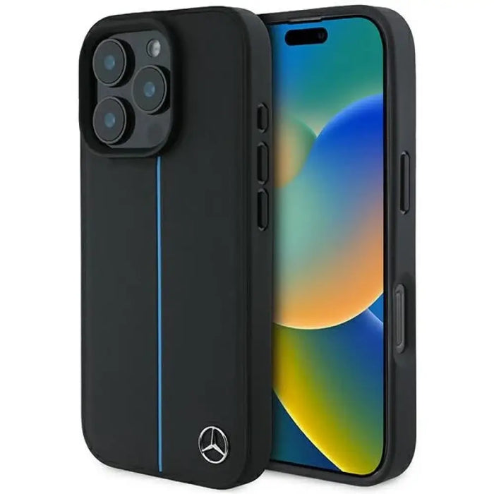 Mercedes MB Blue Line Leather MagSafe Case за iPhone 16 Pro