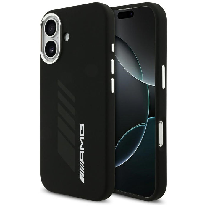 Силиконов калъф AMG Oversize Rhombs MagSafe за iPhone 17 - черен