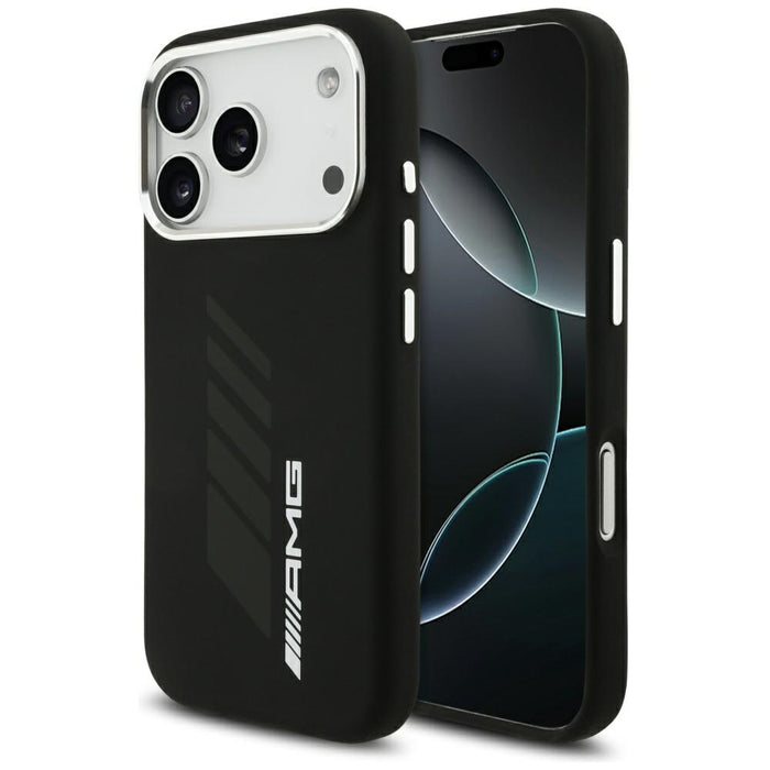 Силиконов калъф AMG Oversize Rhombs MagSafe за iPhone 17 Pro - черен