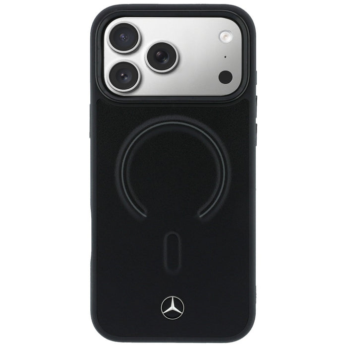 Кожен 3D MagSafe калъф Mercedes за iPhone 17 Pro Max - черен