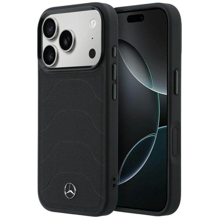 Кожен калъф Mercedes Mesh с панделка MagSafe за iPhone 17 Pro Max - черен