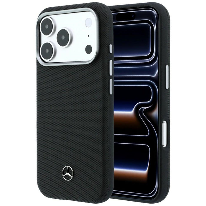 Кожен калъф Mercedes Semi Wrap с решетка MagSafe за iPhone 17 Pro - черен