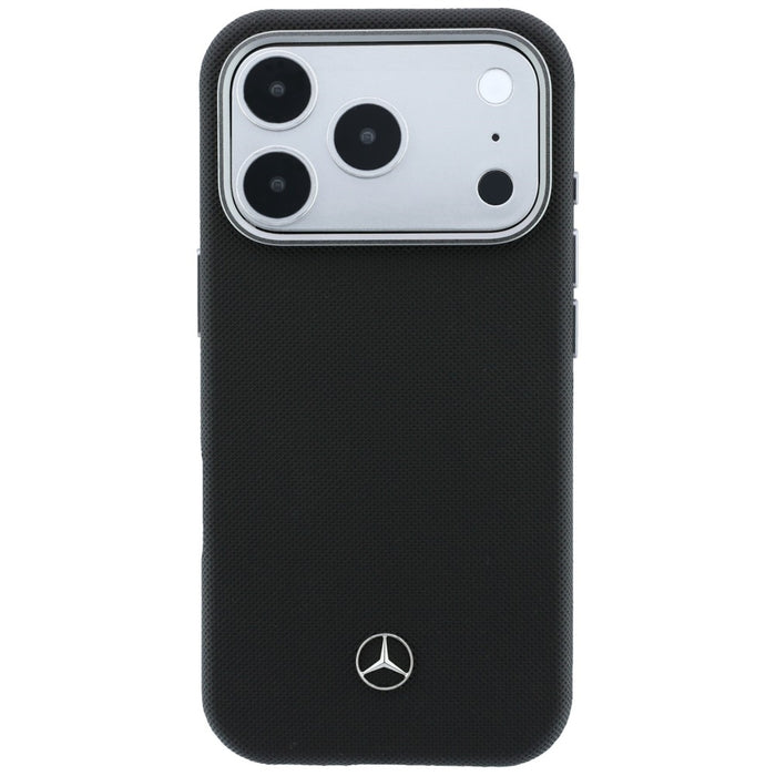 Кожен калъф Mercedes Semi Wrap с решетка MagSafe за iPhone 17 Pro - черен