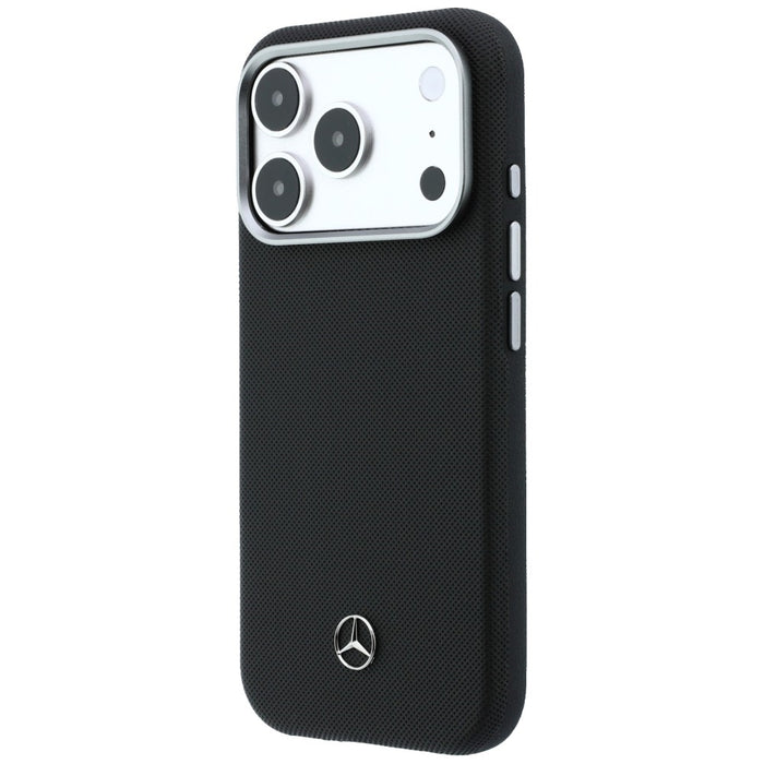 Кожен калъф Mercedes Semi Wrap с решетка MagSafe за iPhone 17 Pro - черен