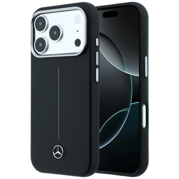 Кожен калъф Mercedes Iconic Line MagSafe за iPhone 17 Pro - черен