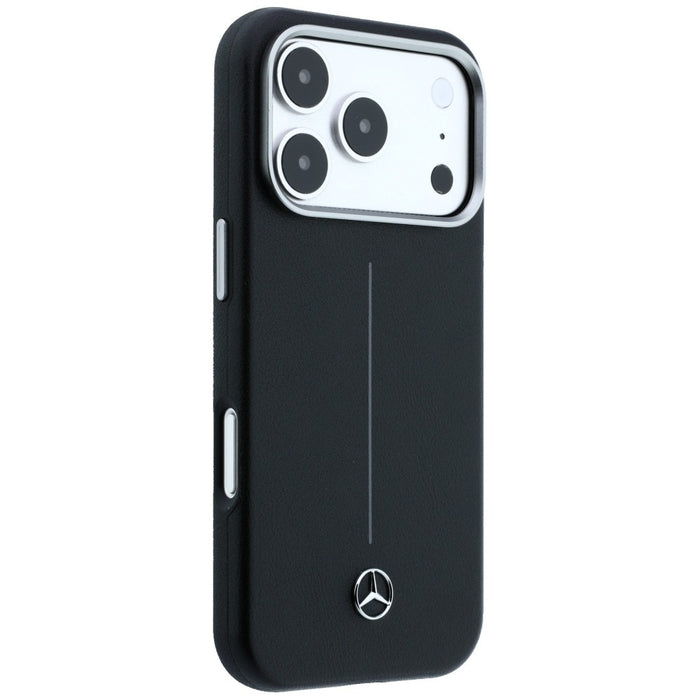 Кожен калъф Mercedes Iconic Line MagSafe за iPhone 17 Pro - черен